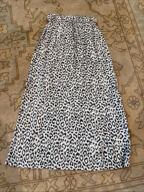 Emerson Fry Black and White Leopard-Print Maxi Skirt